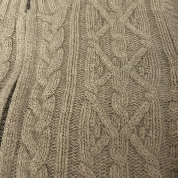 Cambridge Dry Goods LAMB WOOL ANGORA Beige tan Cardigan Sweater Full Zip Sz M - Picture 7 of 9